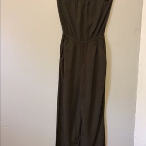 Forest green strapless jumpsuit